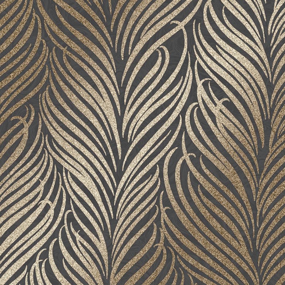 Fine Decor Hudson Leaf Glitter Wallpaper Black/Gold FD41742 RRP 12.99 CLEARANCE XL 6.99